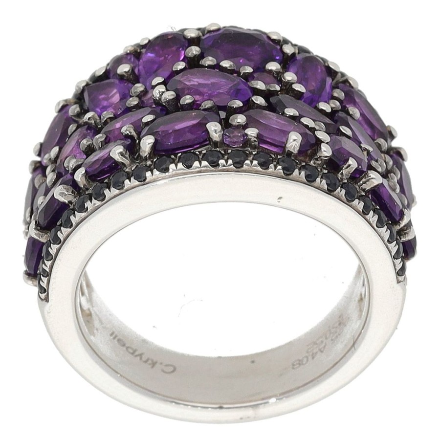Gem Shopping Charles Krypell Amethyst And Sapphire Ring In Sterling Silver | Amethyst