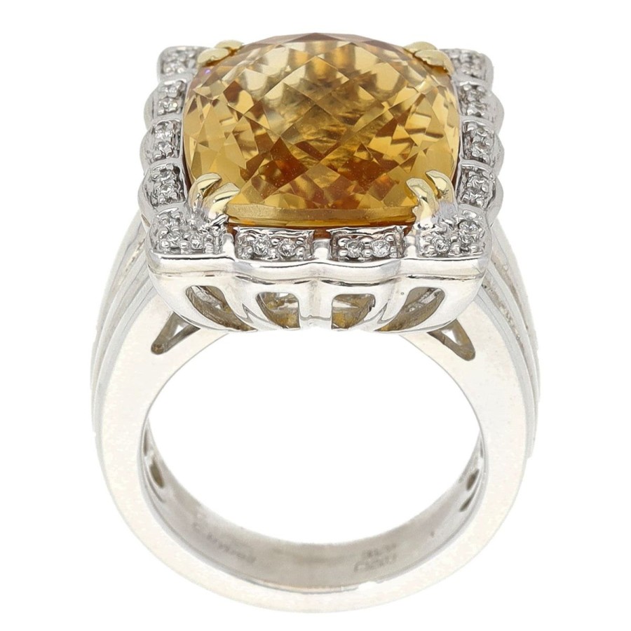 Gem Shopping Charles Krypell Citrine And Diamond Ring In Sterling Silver|14K | Citrine