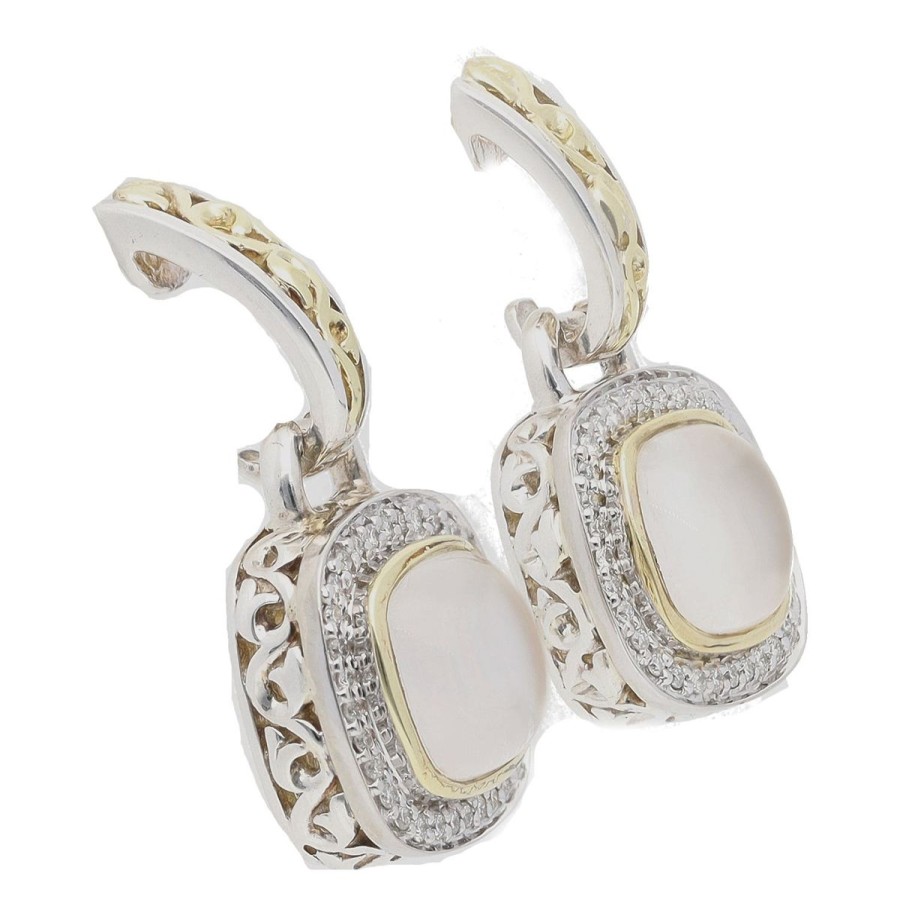 Gem Shopping Charles Krypell Mother Of Pearl And Diamond Earrings In Sterling Silver|14K | Pearl