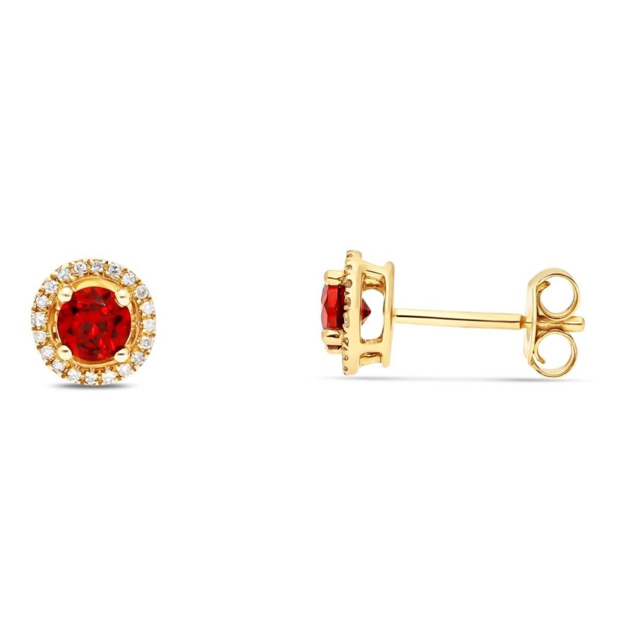 Gem Shopping Lali Jewels Garnet And Diamond Stud Earrings In 14K Yellow Gold | Garnet