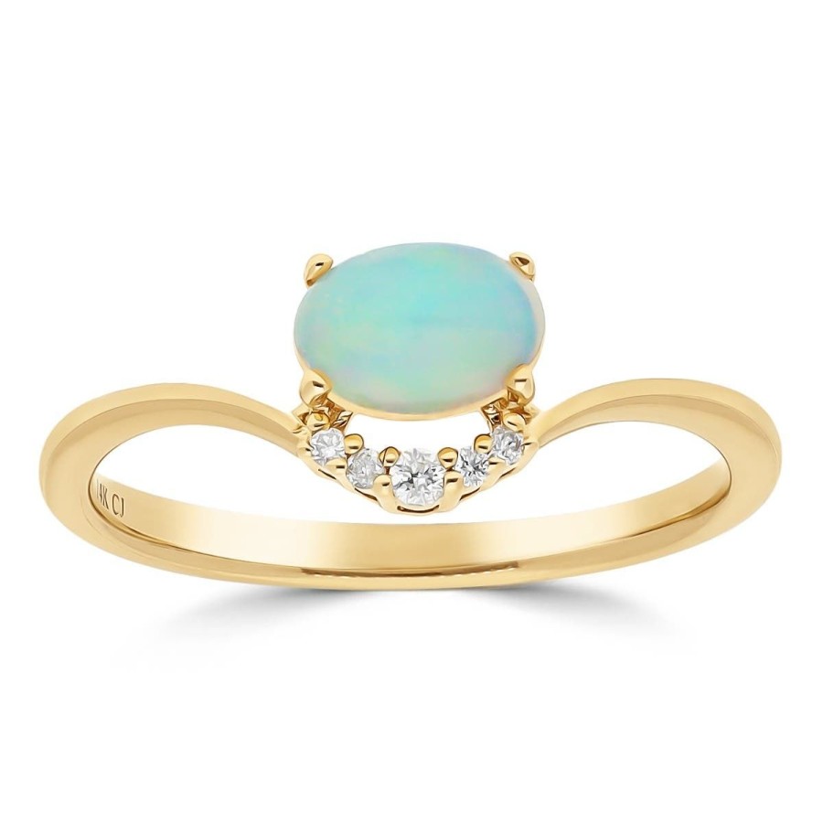 Gem Shopping Cirari Couture Opal And Diamond Ring In 14K Yellow Gold | Opal