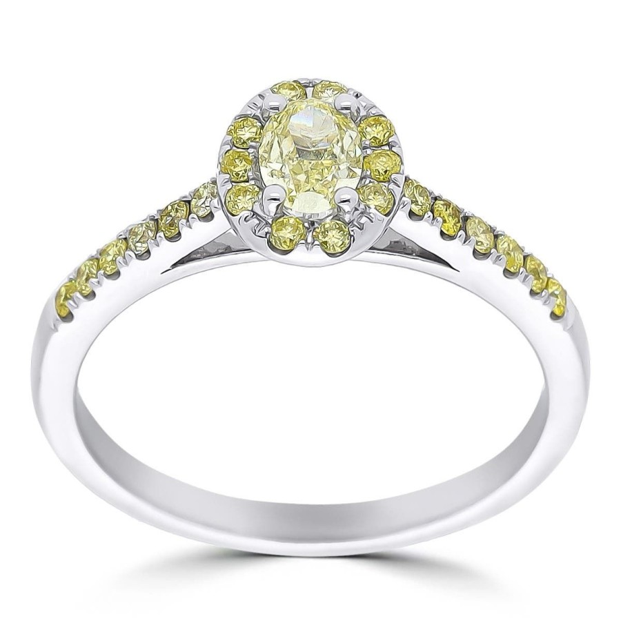 Gem Shopping Yellow Diamond Ring In 14K White Gold | Diamond