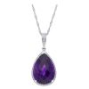 Gem Shopping Pear Amethyst And Diamond Pendant In 14K White Gold | Amethyst