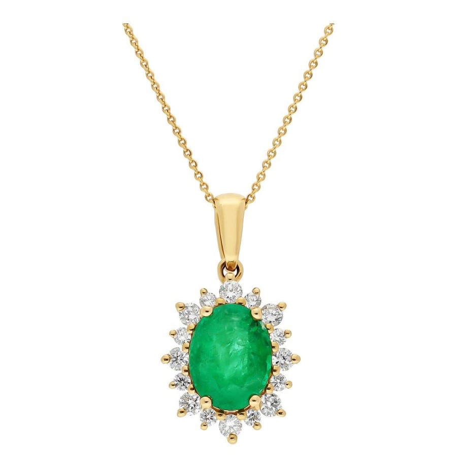 Gem Shopping Gem Bleu Emerald And Diamond Pendant In 14K | Emerald