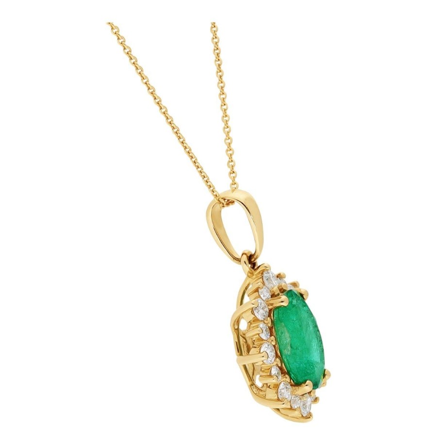 Gem Shopping Gem Bleu Emerald And Diamond Pendant In 14K | Emerald