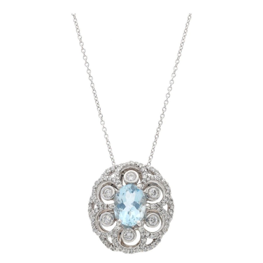 Gem Shopping Effy Aquamarine And Diamond Pendant In 14K | Aquamarine