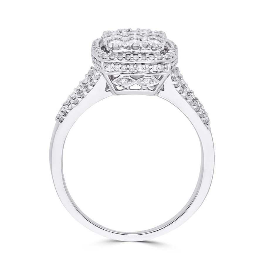 Gem Shopping Diamond Cluster Ring In 14K White Gold | Diamond
