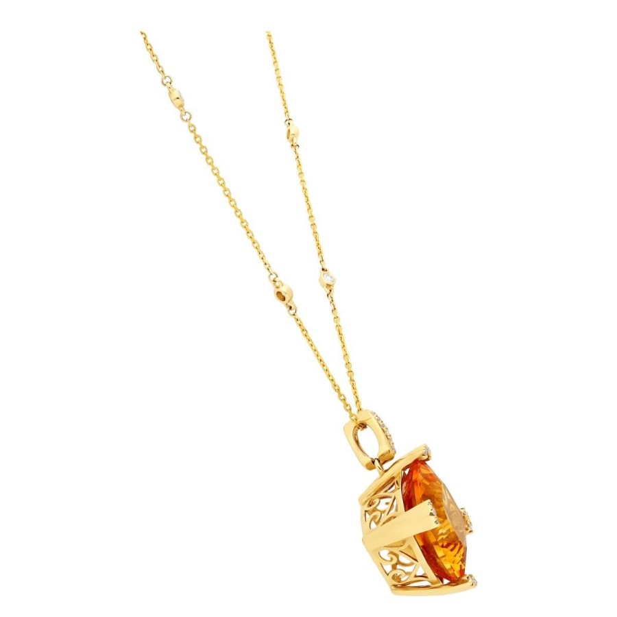 Gem Shopping Cirari Couture Jewels Citrine And Diamond Pendant In 14K | Citrine