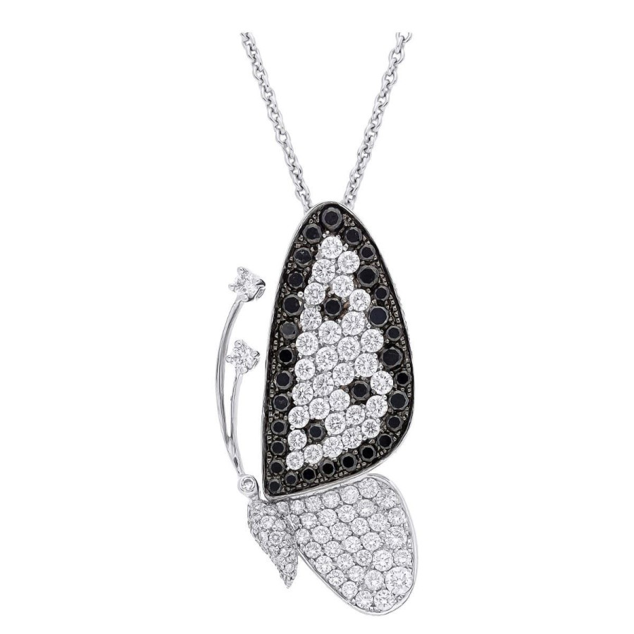 Gem Shopping Diamond Butterfly Pendant In 18K White Gold | Diamond