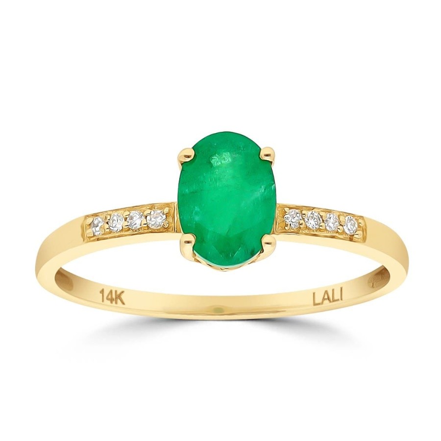Gem Shopping Lali Jewels Emerald And Diamond Ring In 14K Yellow Gold | Emerald
