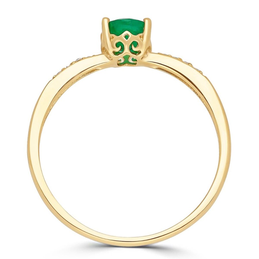 Gem Shopping Lali Jewels Emerald And Diamond Ring In 14K Yellow Gold | Emerald