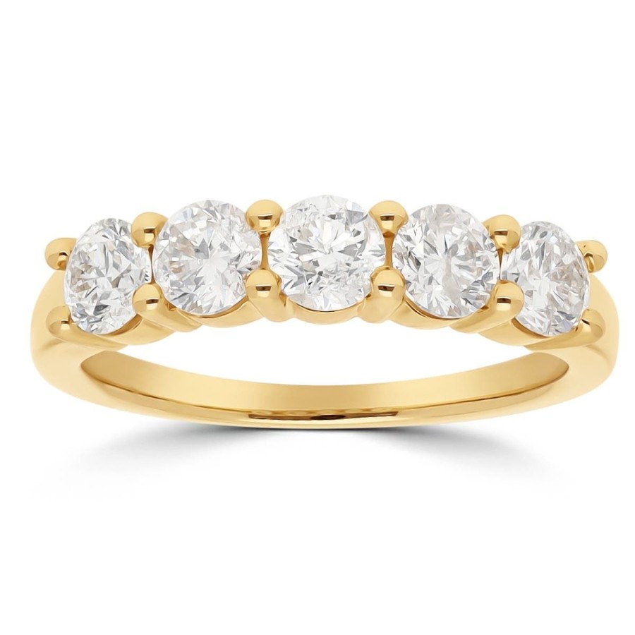 Gem Shopping Diamond 5 Stone Ring In 14K Yellow Gold | Diamond