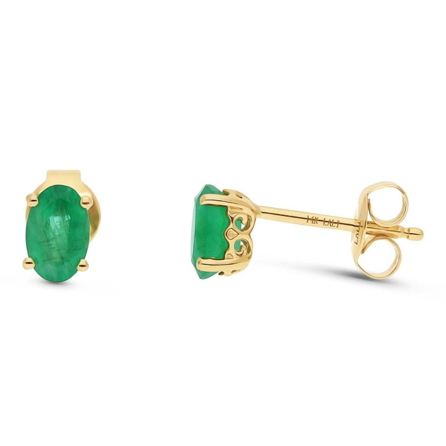 Gem Shopping Lali Jewels Emerald Stud Earrings In 14K Yellow Gold | Emerald
