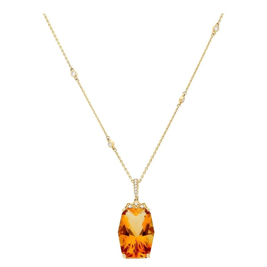 Gem Shopping Cirari Couture Jewels Citrine And Diamond Pendant In 14K | Citrine