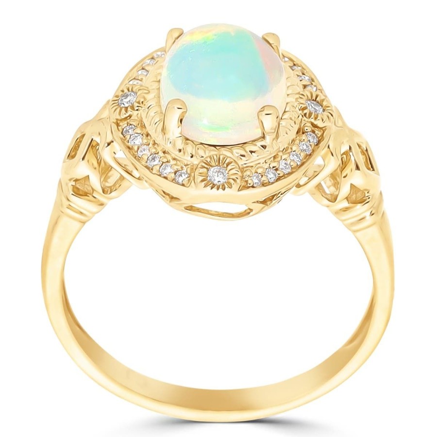 Gem Shopping Cirari Couture Opal And Diamond Ring In 14K Yellow Gold | Opal