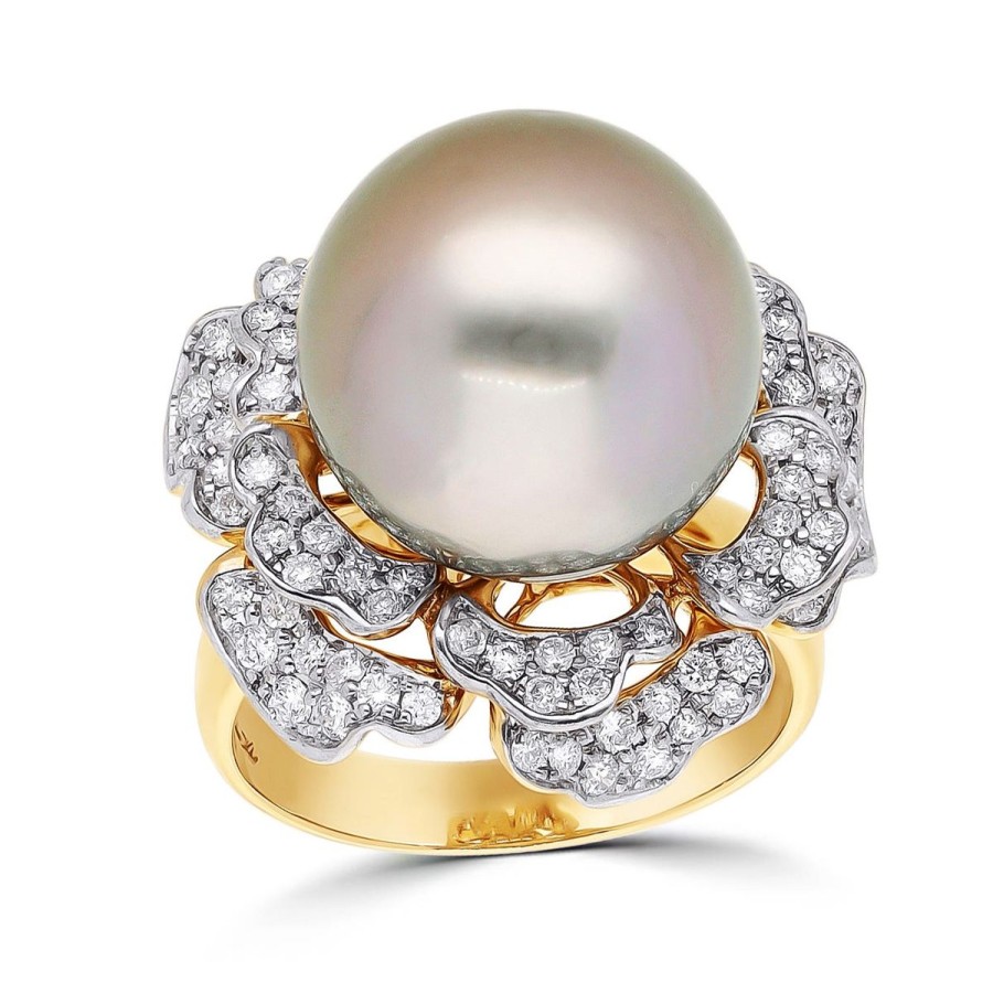 Gem Shopping Cut By Ben Tahitian Pearl And Diamond Ring In 14K | Pearl