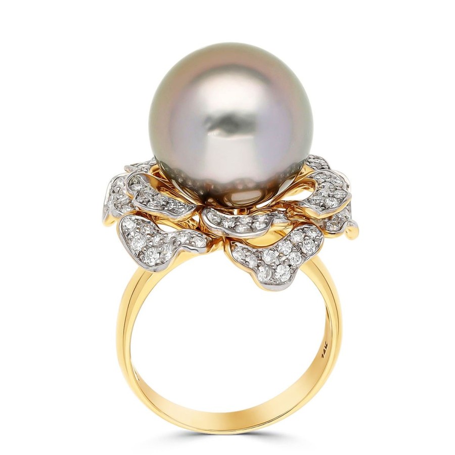 Gem Shopping Cut By Ben Tahitian Pearl And Diamond Ring In 14K | Pearl