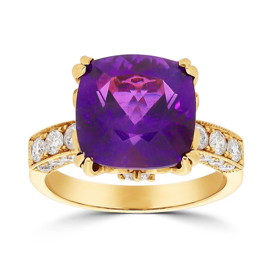 Gem Shopping Cut By Ben Siberian Amethyst And Diamond Ring In 14K | Amethyst