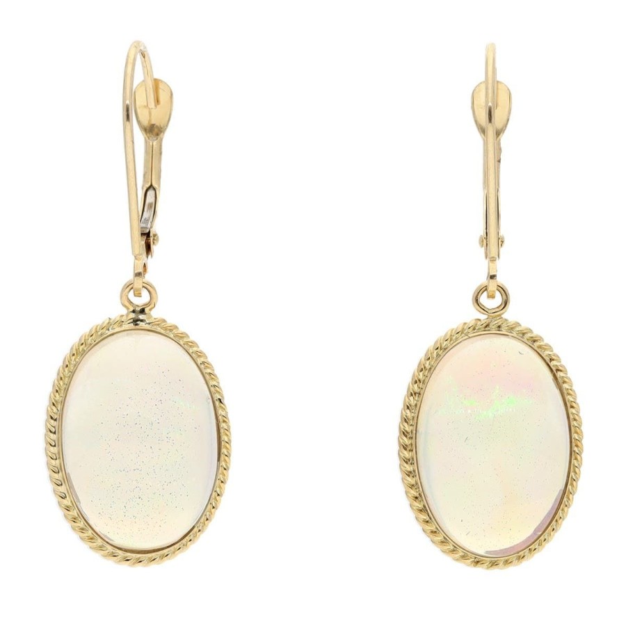 Gem Shopping Opal Drop Earrings In 14K Yellow Gold | Opal