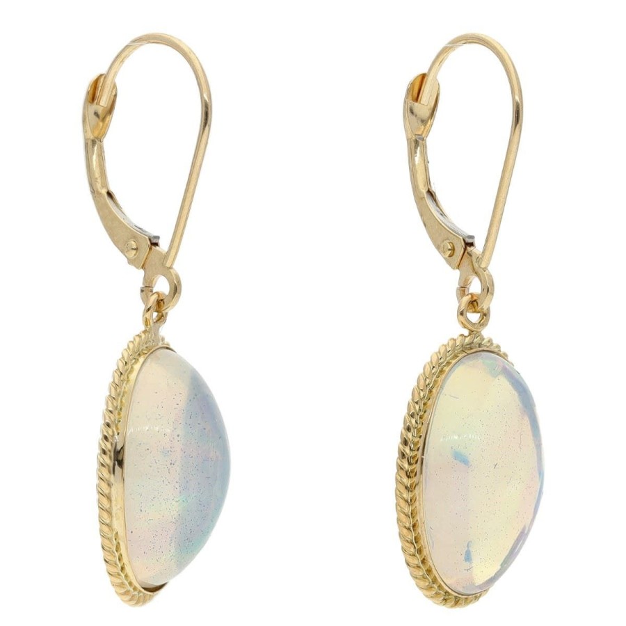 Gem Shopping Opal Drop Earrings In 14K Yellow Gold | Opal