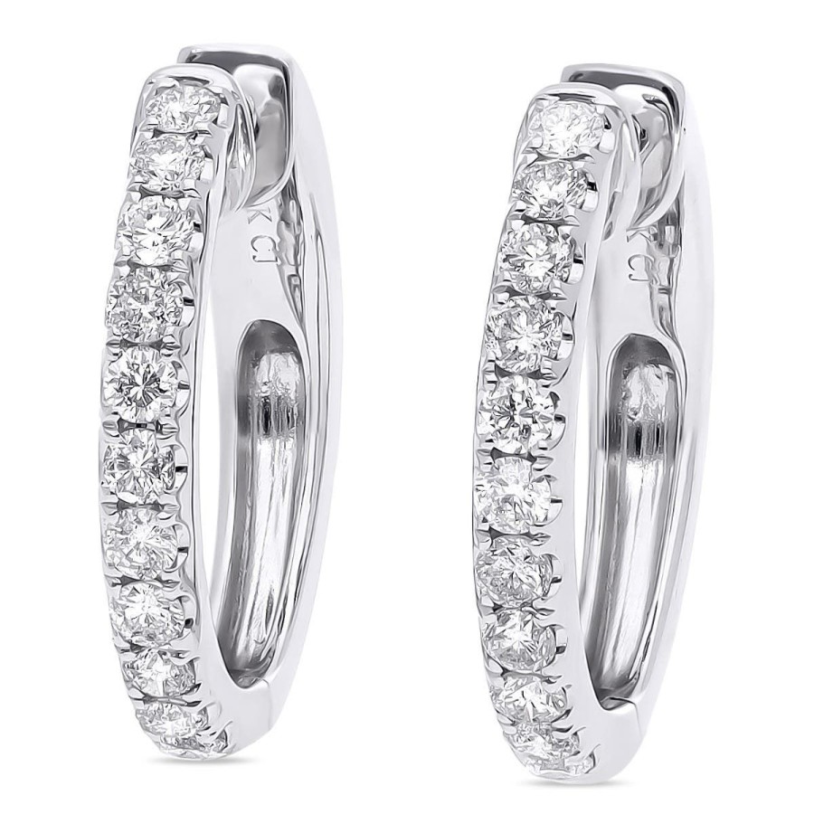 Gem Shopping Cirari Couture Diamond Small Hoop Earrings In 14K White Gold | Diamond