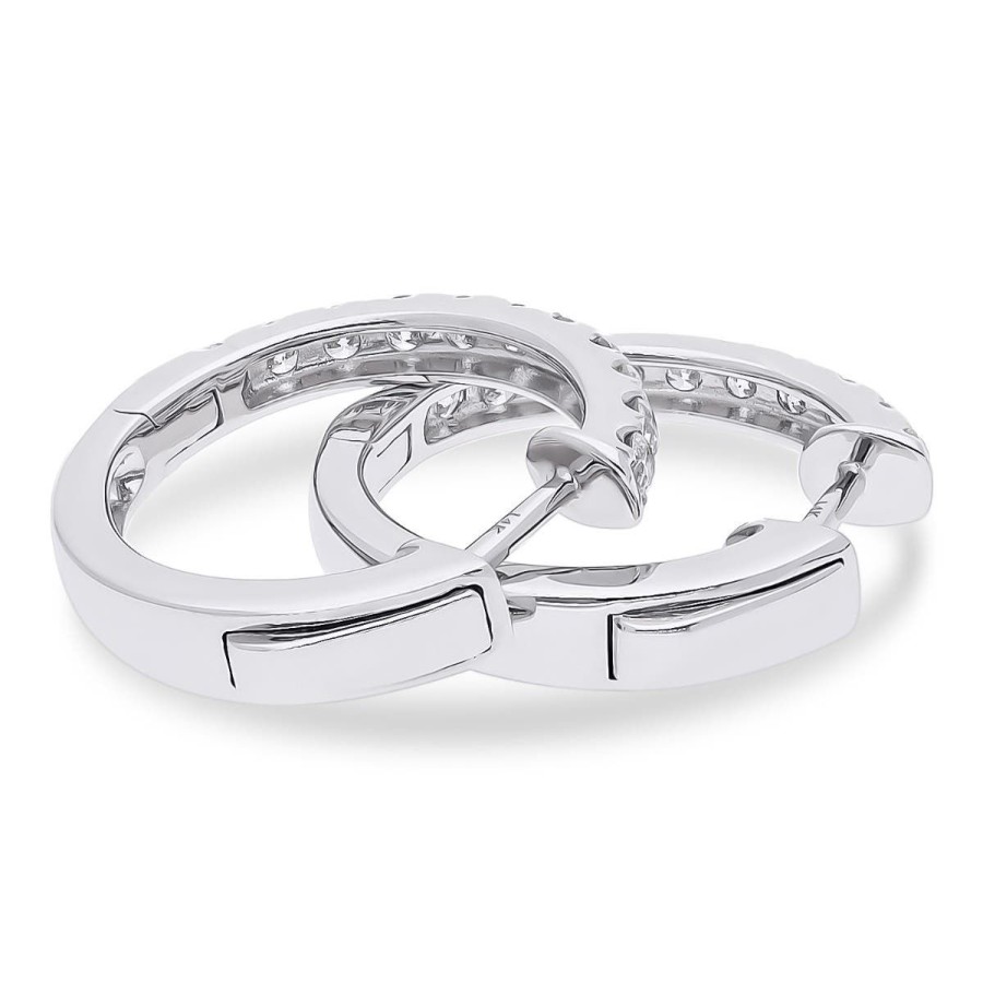 Gem Shopping Cirari Couture Diamond Small Hoop Earrings In 14K White Gold | Diamond