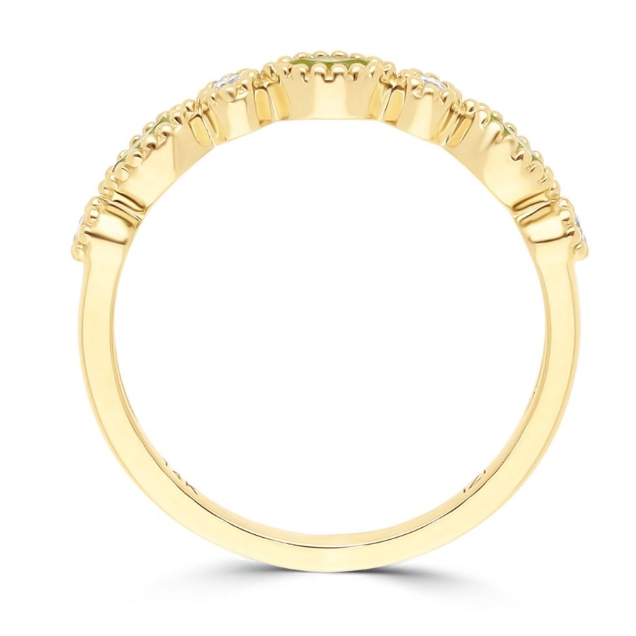 Gem Shopping Peridot And Diamond Band Ring In 14K | Peridot