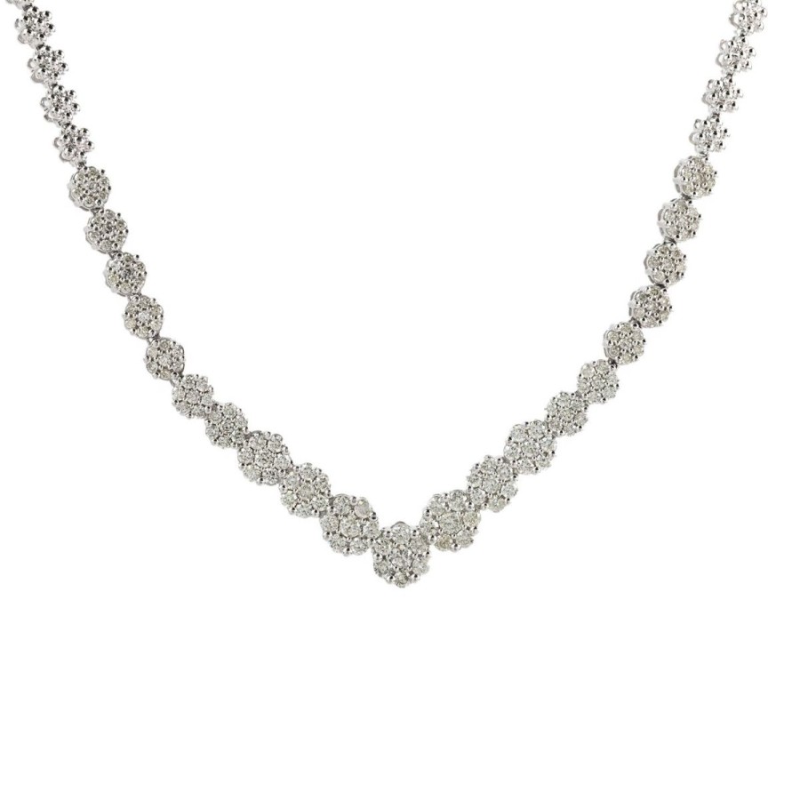 Gem Shopping Diamond Wreath Statement Necklace In 14K White Gold | Diamond