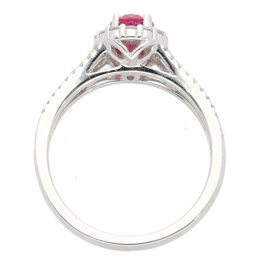 Gem Shopping Ruby And Diamond Ring In 14K White Gold | Ruby