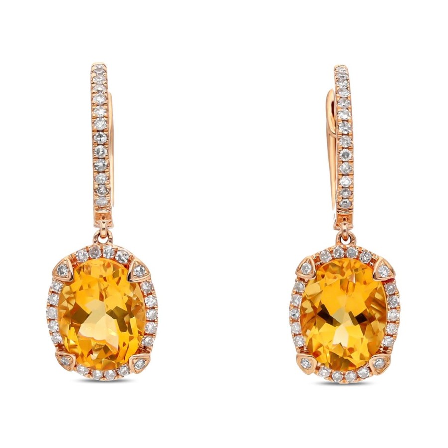 Gem Shopping Effy Citrine And Diamond Dangle Earrings In 14K | Citrine