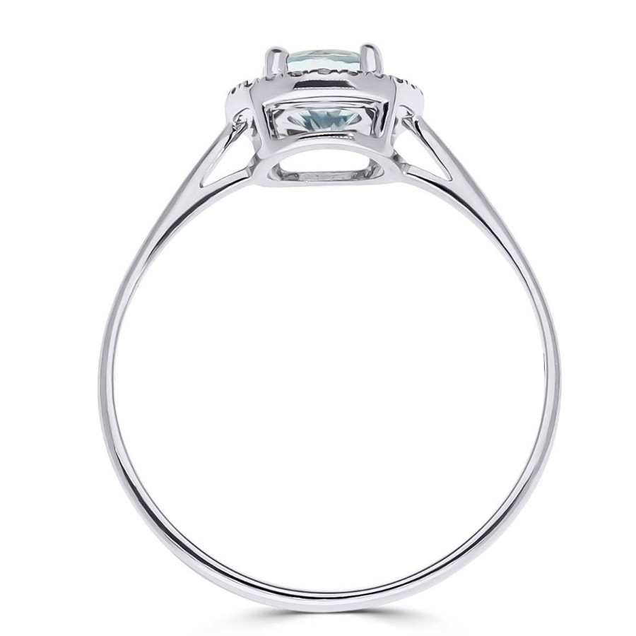 Gem Shopping Lali Jewels Aquamarine And Diamond Halo Ring In 14K White Gold | Aquamarine